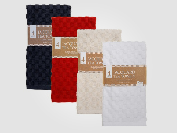 4 Pk Jacquard Terry Tea Towels